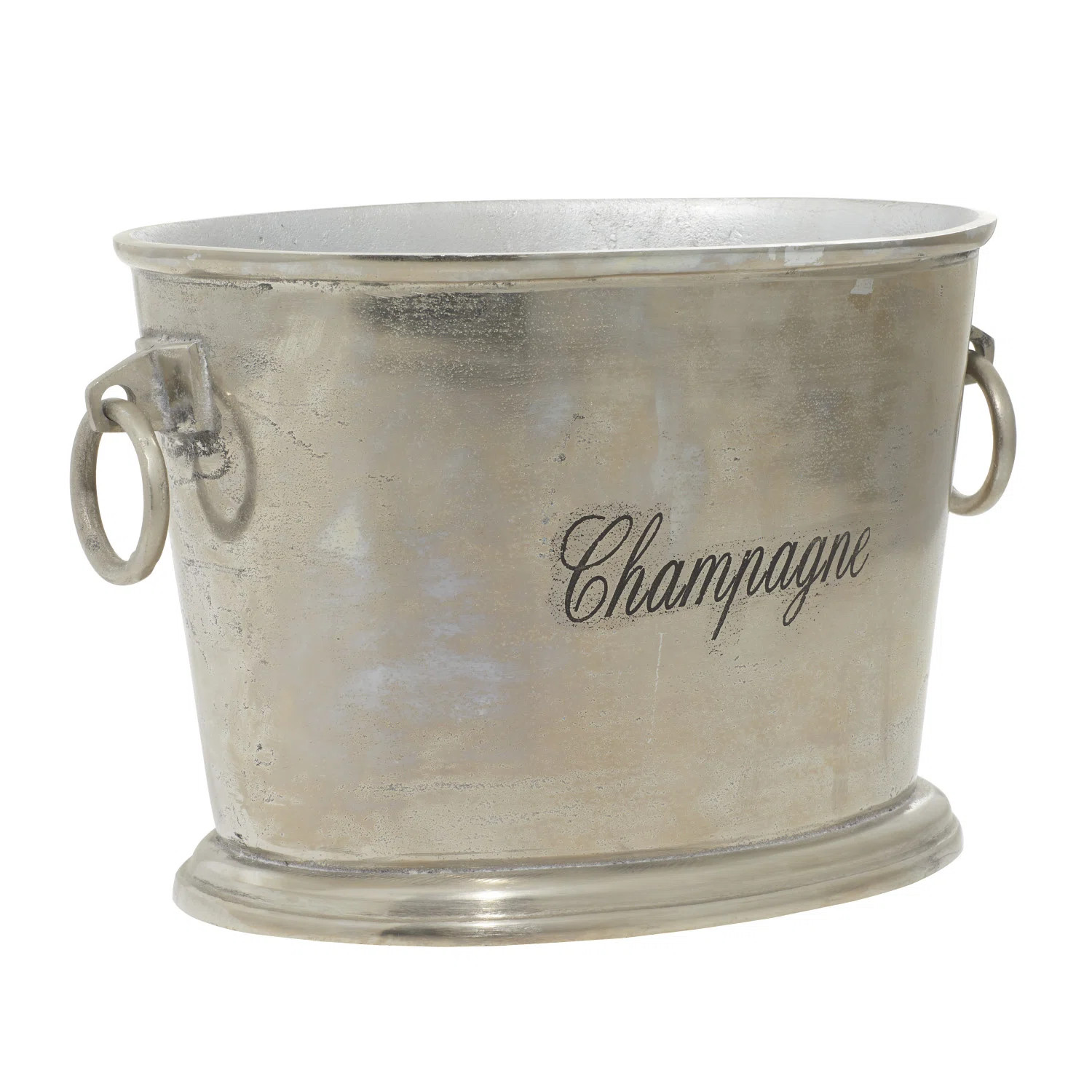 Hajek Aluminum Metal Champagne Silver Ice Bucket with Ring Handles | Wayfair North America