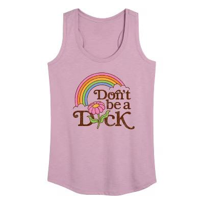 Women's Instant Message Rainbow Don't Be A D-ck-ck Flower Graphic Racerback Tank - Heather Orchid - Small | Target
