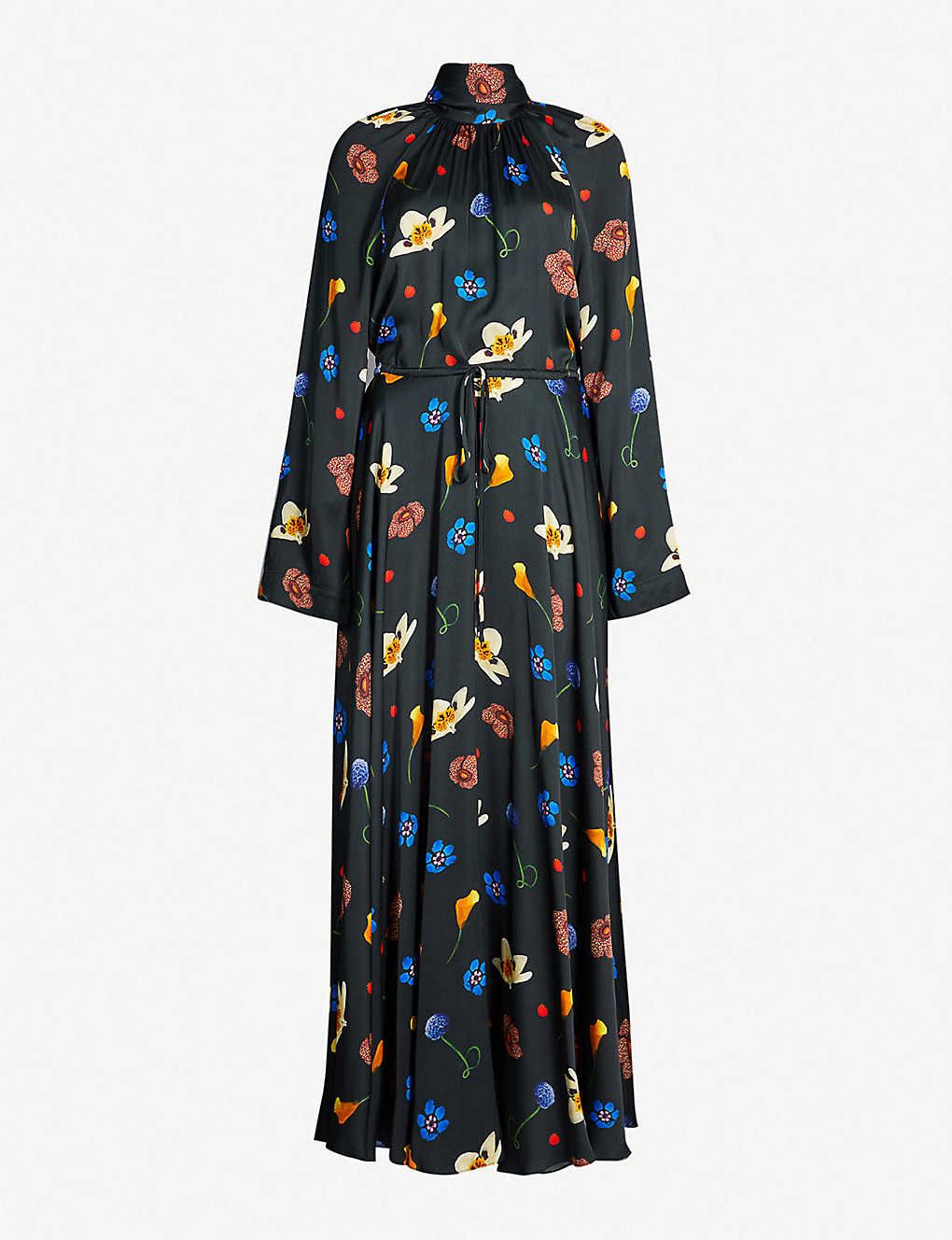 Printed high-neck long-sleeved maxi dress | Selfridges