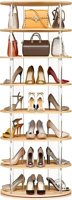 7-Tier Rotating Shoe Rack, 360 Degree Spinning Shoe Rack Tower, Lazy Susan Storage Tower Made of ... | Amazon (US)