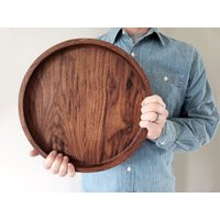 Round Wood Tray/Black Walnut Charcuterie Board Circle Coffee Table + Ottoman | Etsy (CAD)