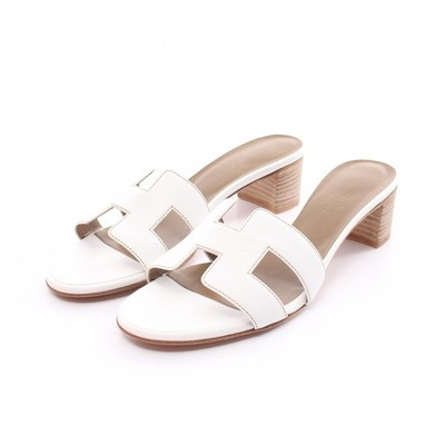 HERMES Oasis Sandals #39 shoes mules heels leather White Used | eBay US