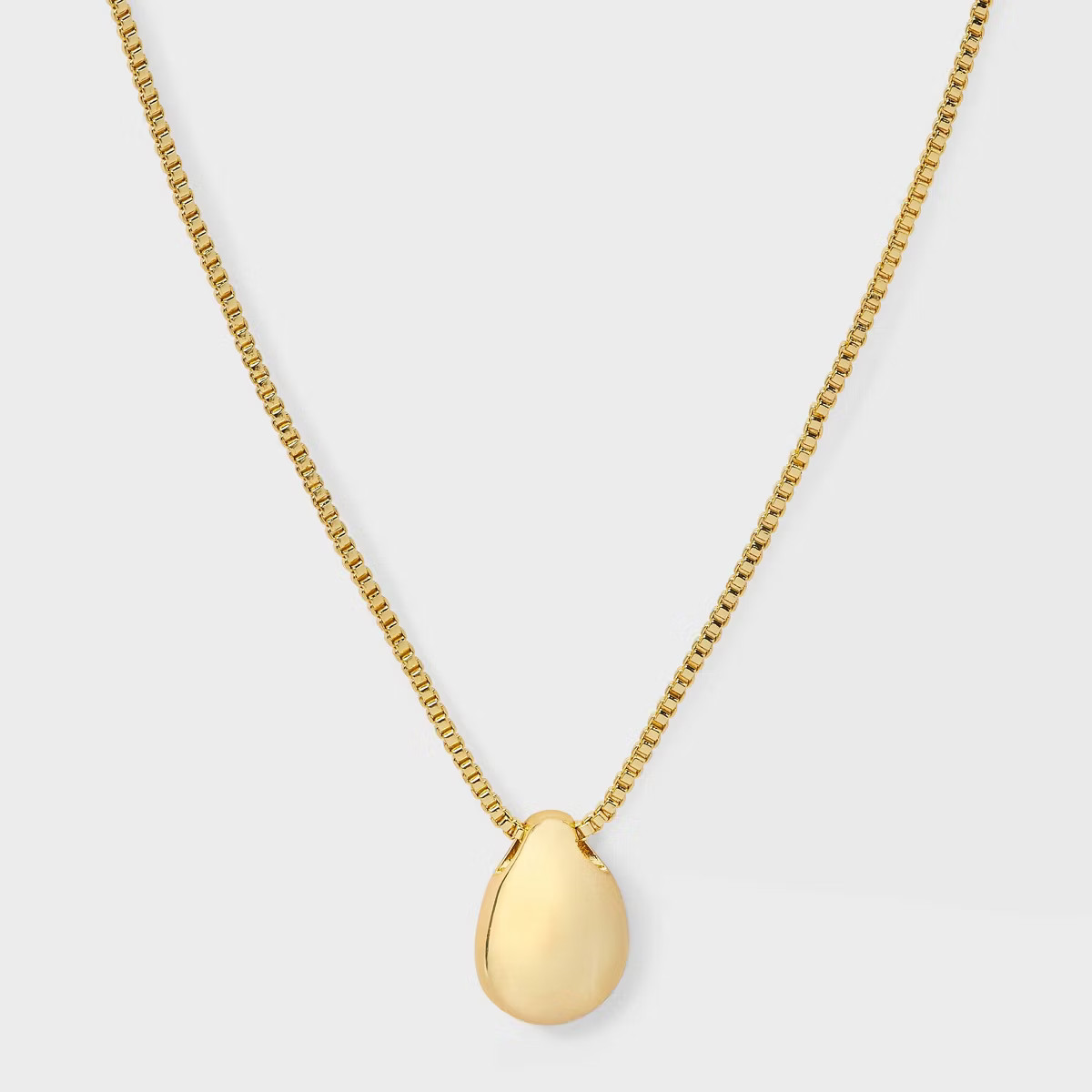 14K Gold Plated Puffed Teardrop Pendant Necklace - A New Day™ Gold | Target