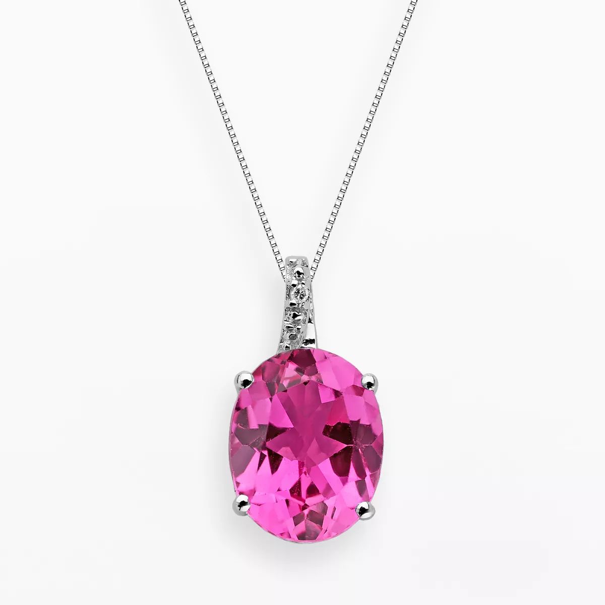 Gemminded Sterling Silver Lab-Created Pink Sapphire and Diamond Accent Oval Pendant | Kohl's