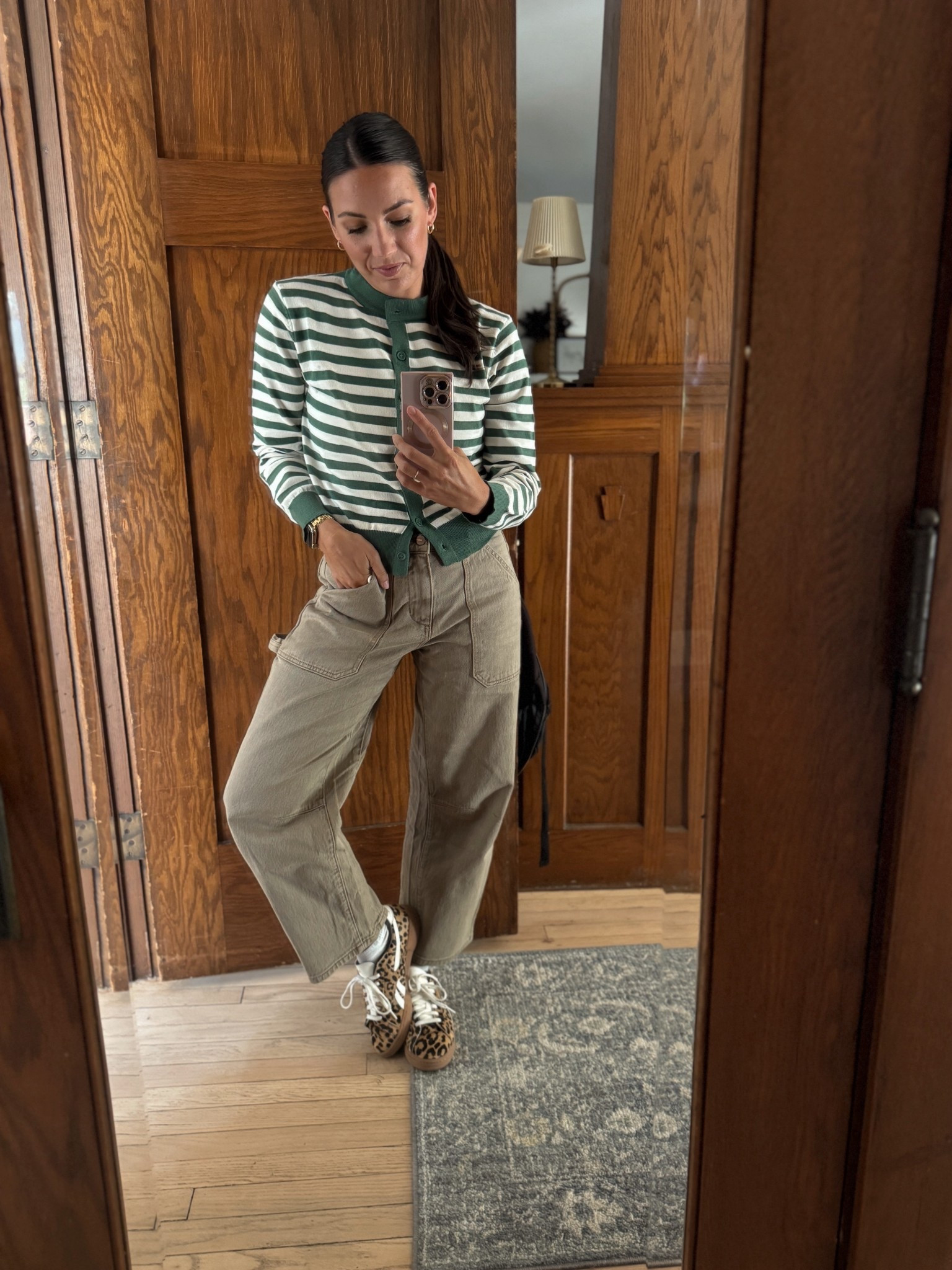 Stripes are always a good idea 🤍 Paired with cargo trousers + leopard sneakers for an easy fall outfit you’ll wear on repeat.

#LTKSeasonal #LTKPetite #LTKFindsUnder100