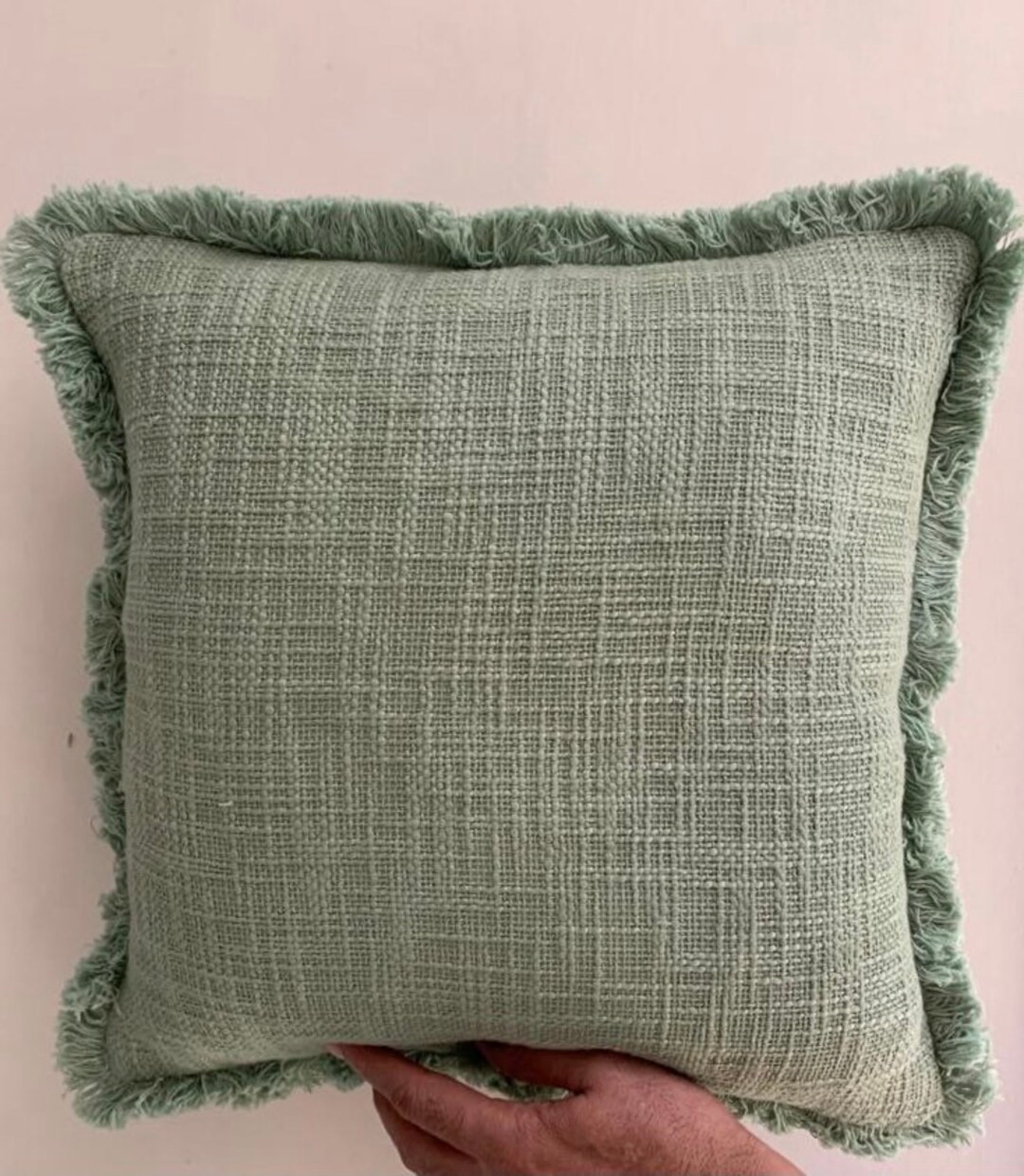 Sage Green Boho Handwoven Fringe Cushion Cover Modern Bohemian Decorative Pillow Coverminimalist ... | Etsy (US)