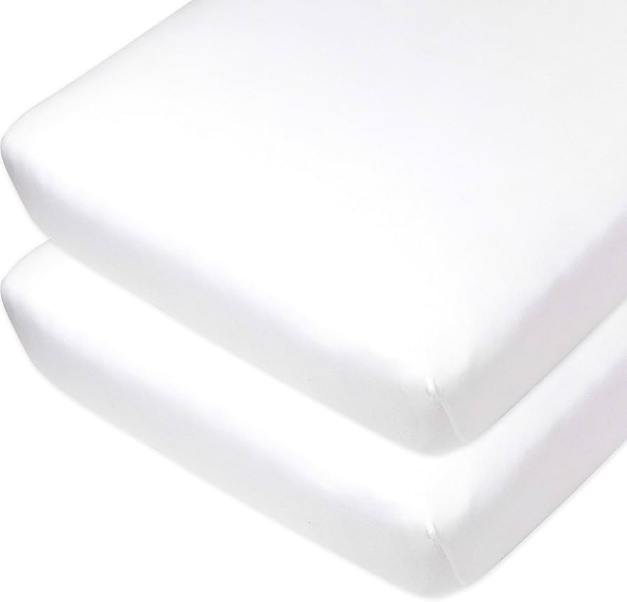 HonestBaby unisex baby 2-Pack Organic Cotton Fitted Crib Sheets Wearable Blanket, Bright White, O... | Amazon (US)