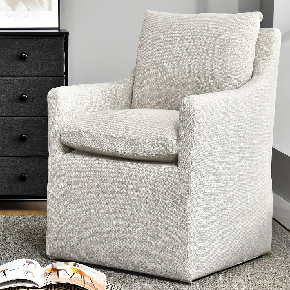 DUHOME Upholstered Dining Chair,Linen Accent Chair for Living Room,Single Sofa Chair with 4 Caste... | Amazon (US)
