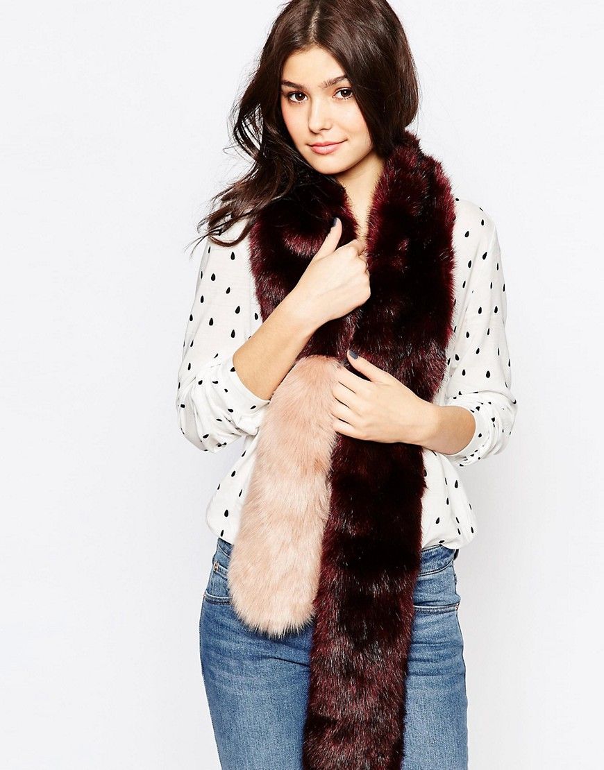 Urbancode Colourblock Faux Fur Skinny Scarf | ASOS UK