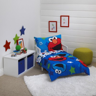 NoJo Sesame Street Awesome Buds - Red, Blue, Green, White 4pc Toddler Bed Set with Elmo and Cookie Monster | Target