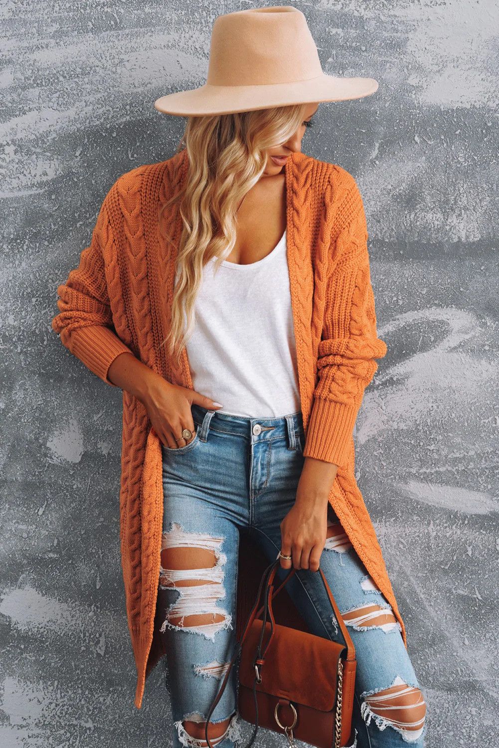 Cable Knit Open Front Cardigan | Evaless