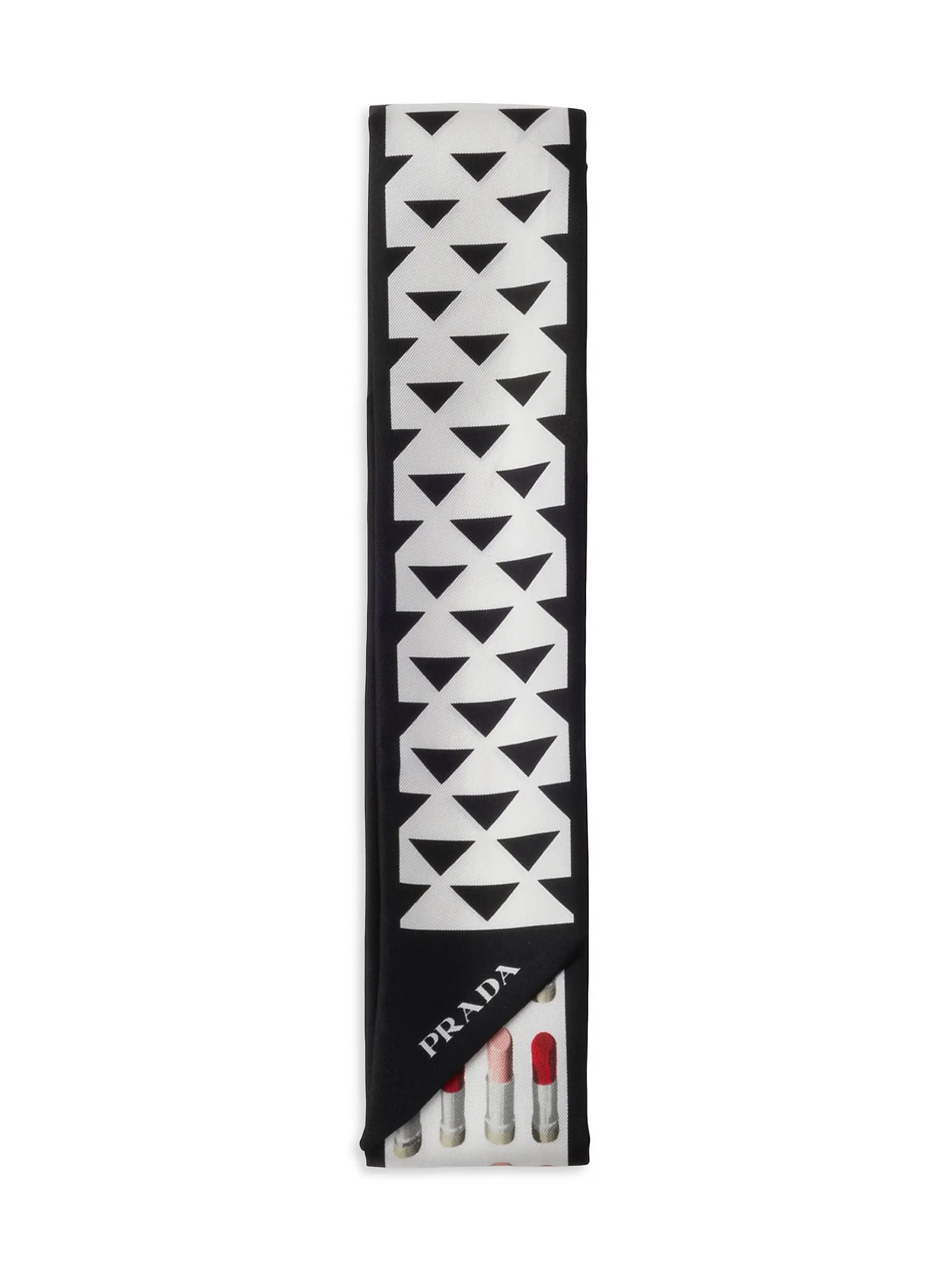 Prada Printed Silk Twill Skinny Scarf | Saks Fifth Avenue | Saks Fifth Avenue