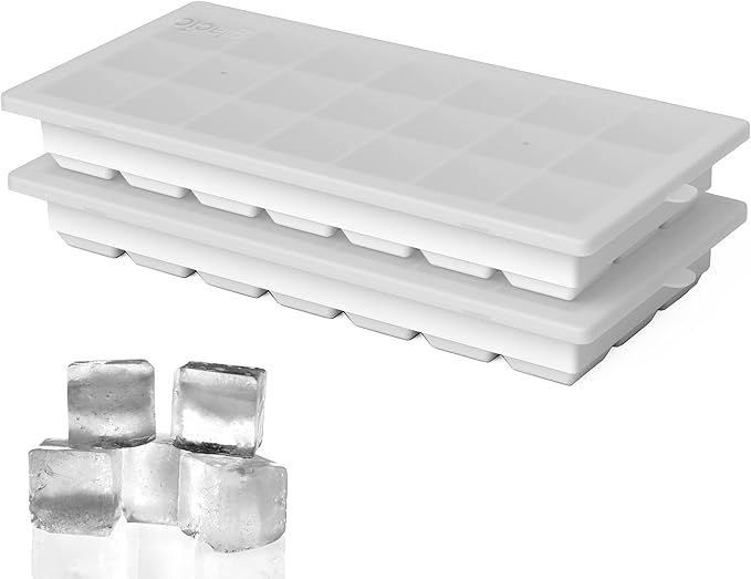 glacio Small Ice Cube Silicone Trays - Covered Flexible Ice Molds with Lids - Set of 2 | Amazon (US)