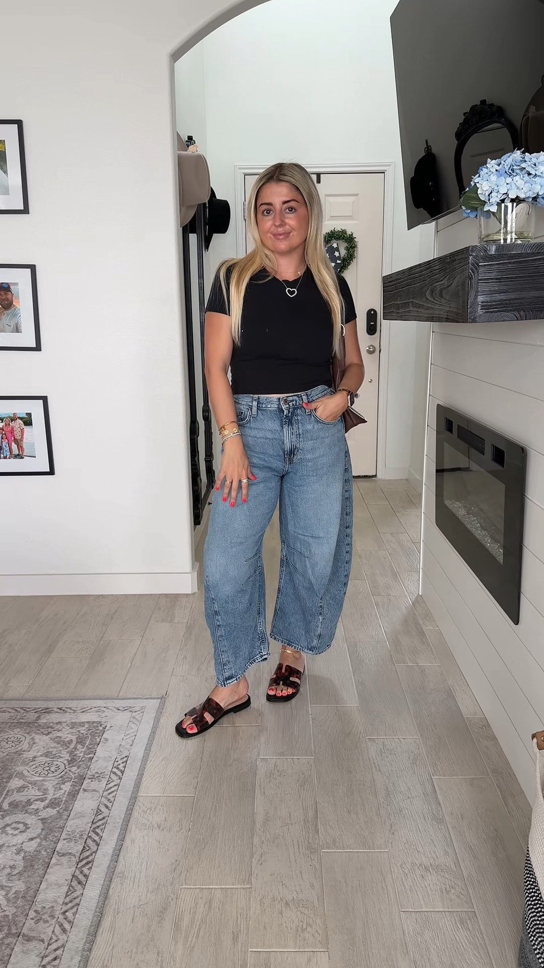 Casual comfy outfit on sale
Small tee
Barrel jeans 
Sandals tts

#LTKootd #LTKSaleAlert