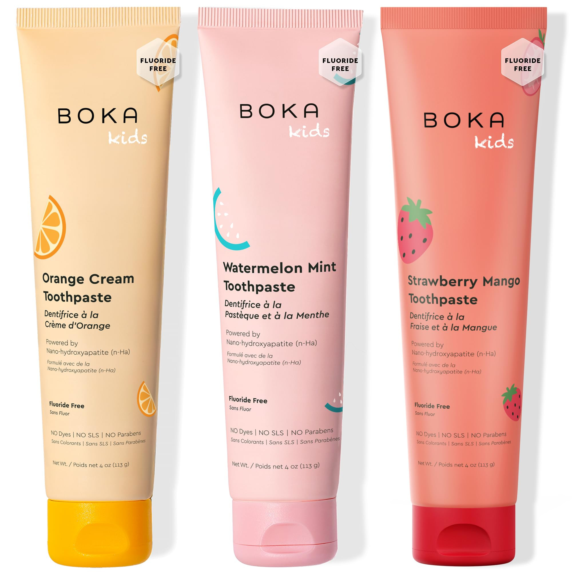 Boka Fluoride Free Toothpaste Nano Hydroxyapatite Toothpaste - Orange Cream, Watermelon Mint, Str... | Amazon (US)