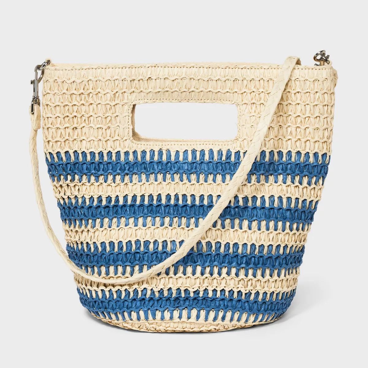 Straw Crossbody Bucket Bag - Universal Thread™ Blue/Natural | Target