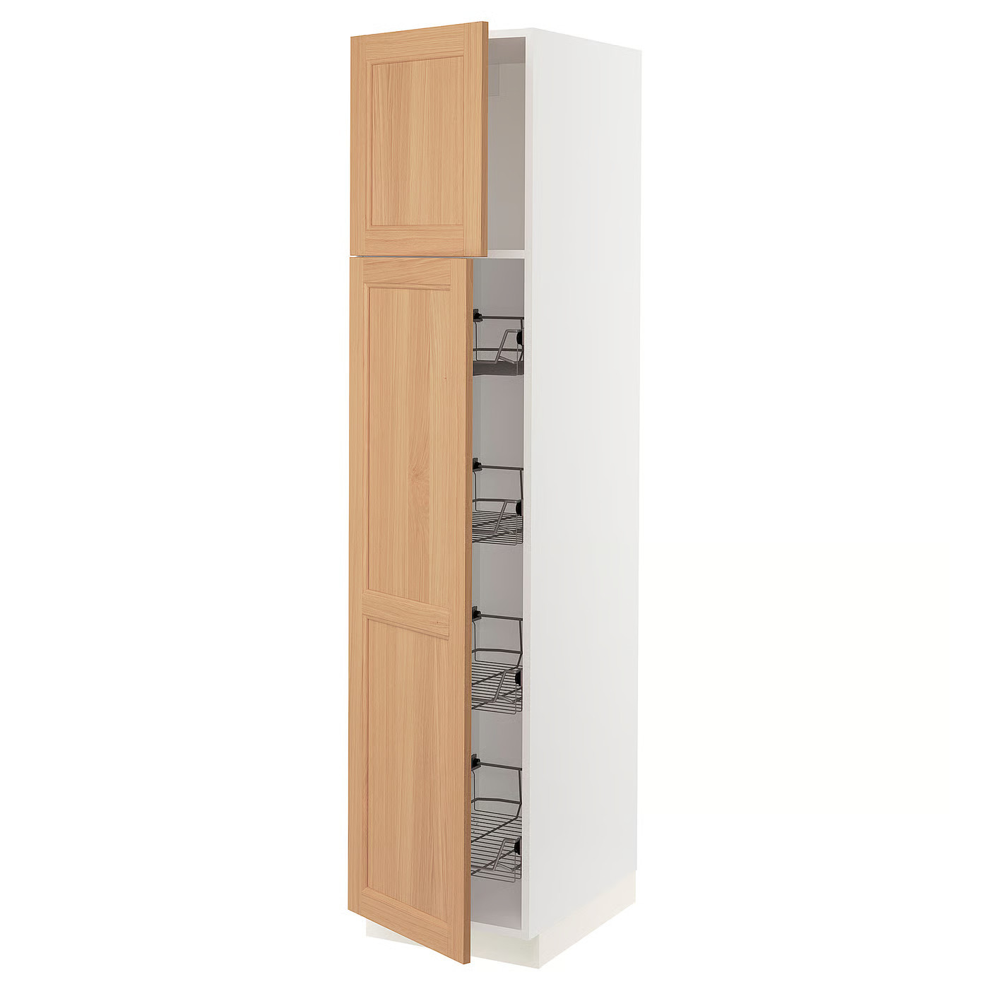IKEA SEKTION high cabinet with door/wire baskets, white/Vedhamn oak, 18x24x80 | IKEA US