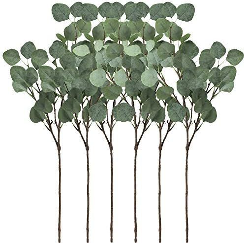 Supla 6 Pcs Artificial Silver Dollar Eucalyptus Leaf Spray in Green 25.5" Tall Artificial Greenery H | Amazon (US)