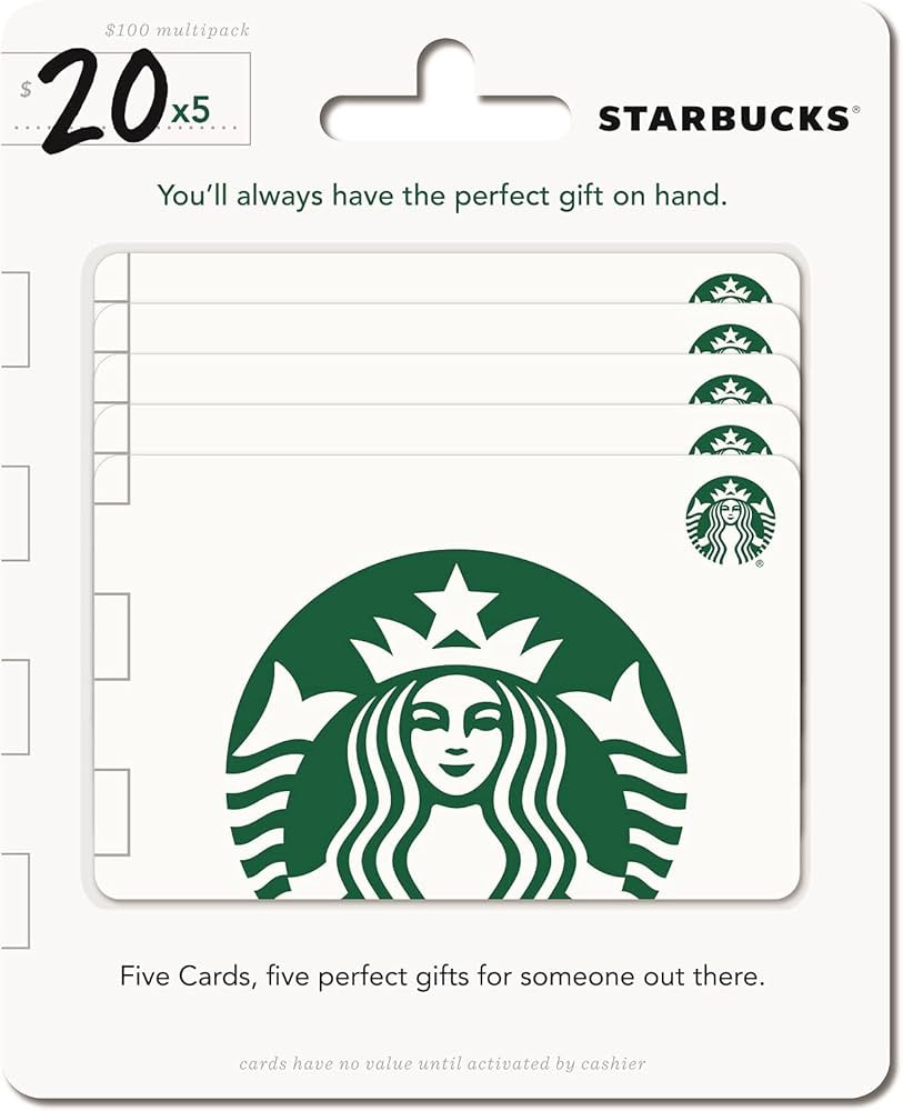 Starbucks $20 Gift Cards (5-Pack) | Amazon (US)