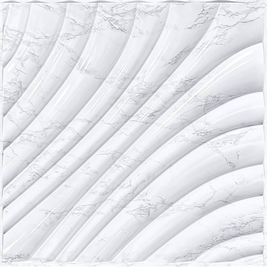 STICKGOO 3D Wall Panels Peel and Stick, Glossy White Wave Wall Panels for Interior Wall Decor, 19... | Amazon (US)
