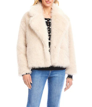 Faux Fur Notched Collar Cropped Jacket | Dillard's