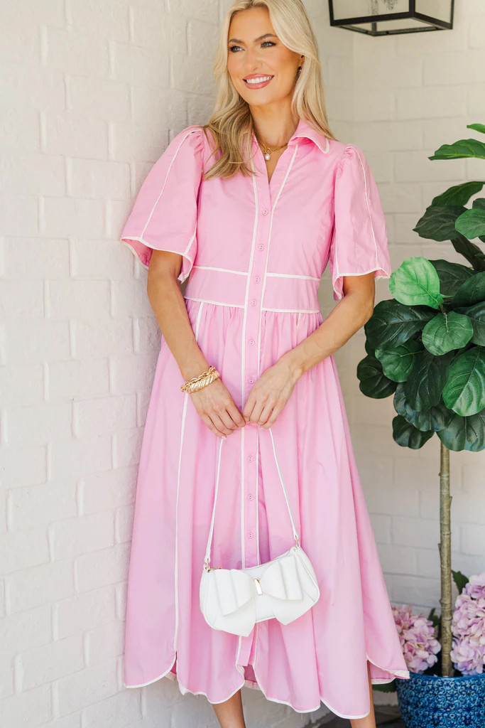 The Revel Pink Midi Dress | The Mint Julep Boutique