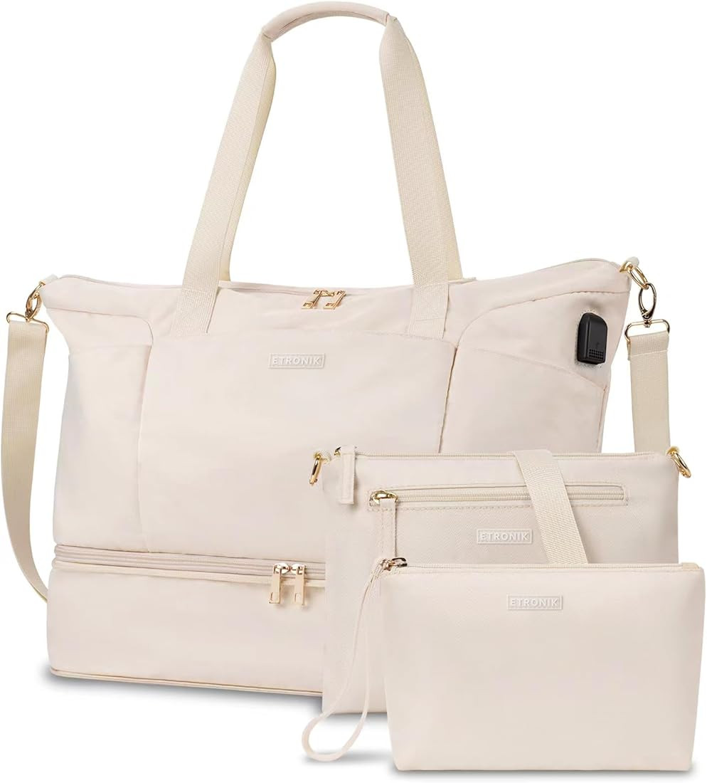 ETRONIK Weekender Bag for Women, Expandable Travel Duffel Bag with USB Charging Port, Gym Bag wit... | Amazon (US)