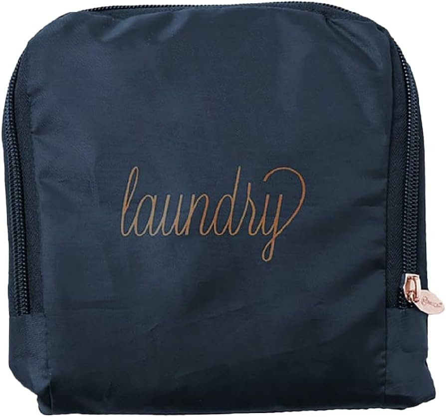 Miamica Foldable Travel Laundry Bag, Navy Blue & Gold – Measures 21” x 22” When Fully Opene... | Amazon (US)
