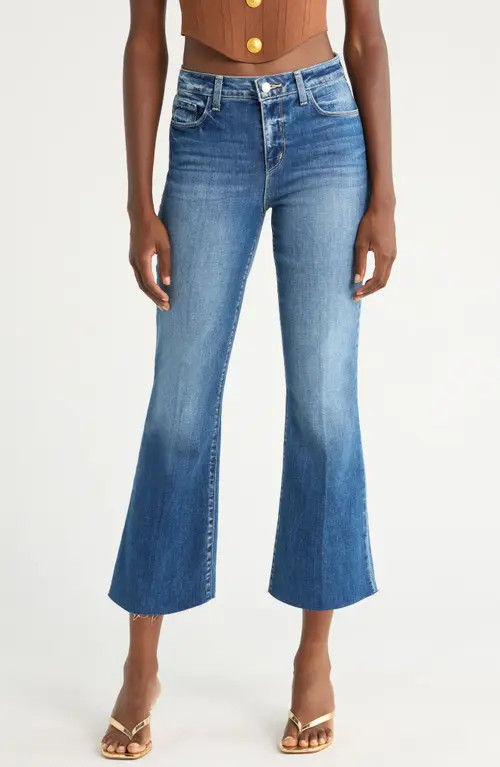 L'AGENCE Kendra Raw Hem Crop Flare Jeans in Cambridge at Nordstrom, Size 32 | Nordstrom
