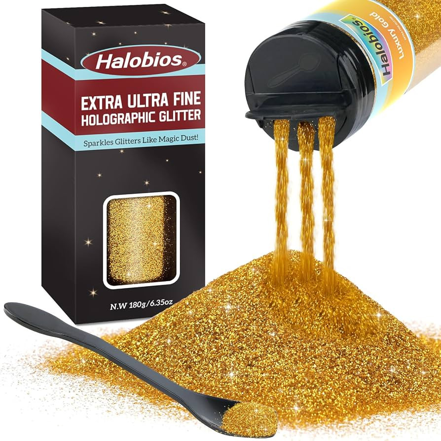 Halobios Extra Fine Glitter, Holographic Luxury Gold Glitter, 6.35oz(180g) Ultra Fine Craft Glitt... | Amazon (US)