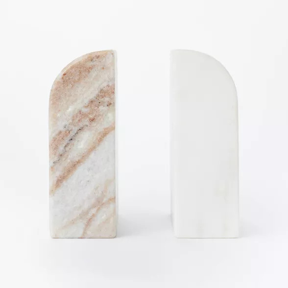 5" x 3.5" Marble Stone Bookends Natural/White - Threshold™ designed with Studio McGee | Target