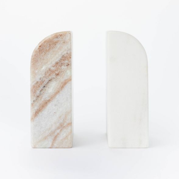 5" x 3.5" Marble Stone Bookends Natural/White - Threshold™ designed with Studio McGee | Target