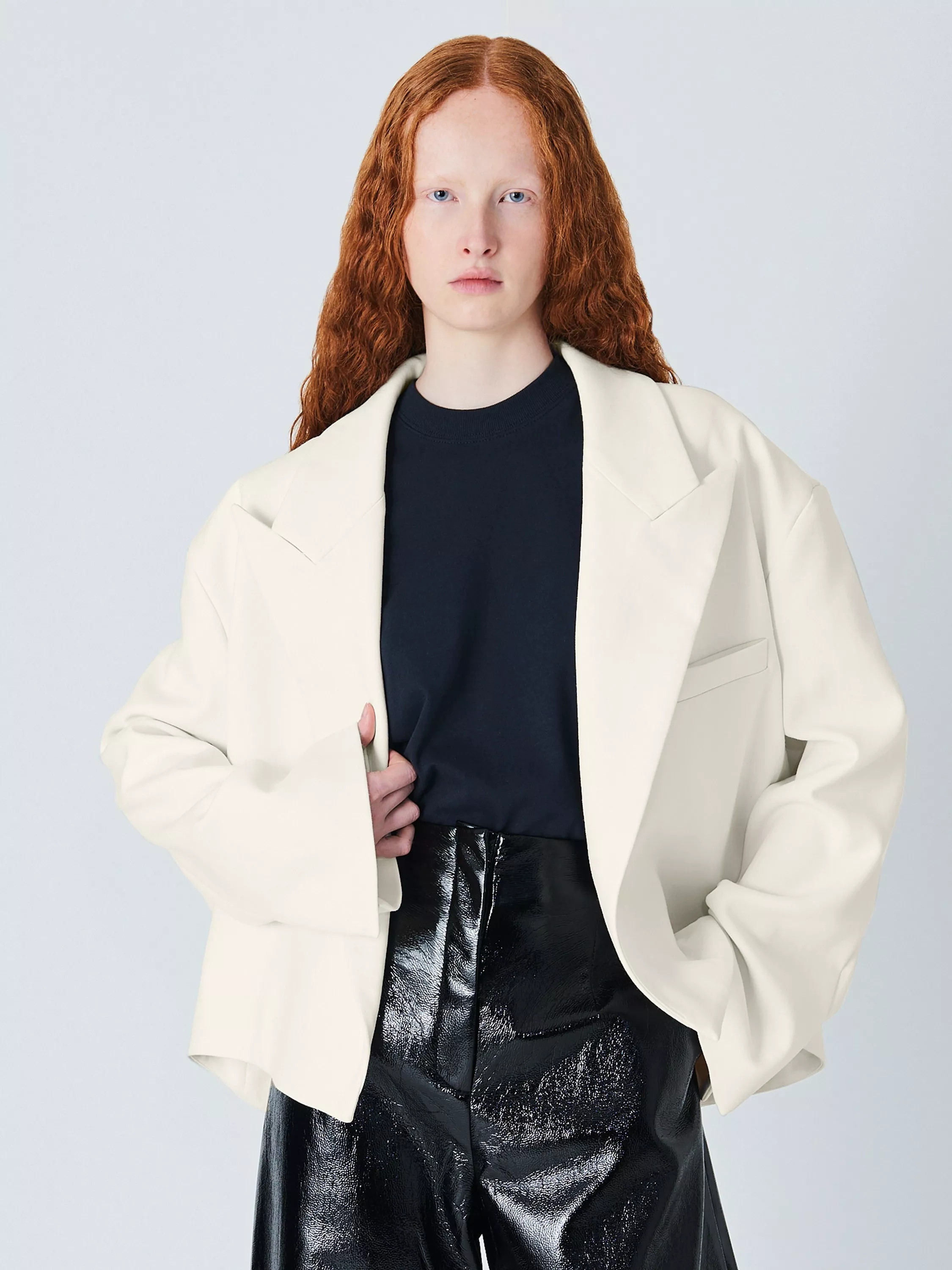 John Lewis x A.W.A.K.E. MODE Oversized Jacket, Ecru | John Lewis (UK)