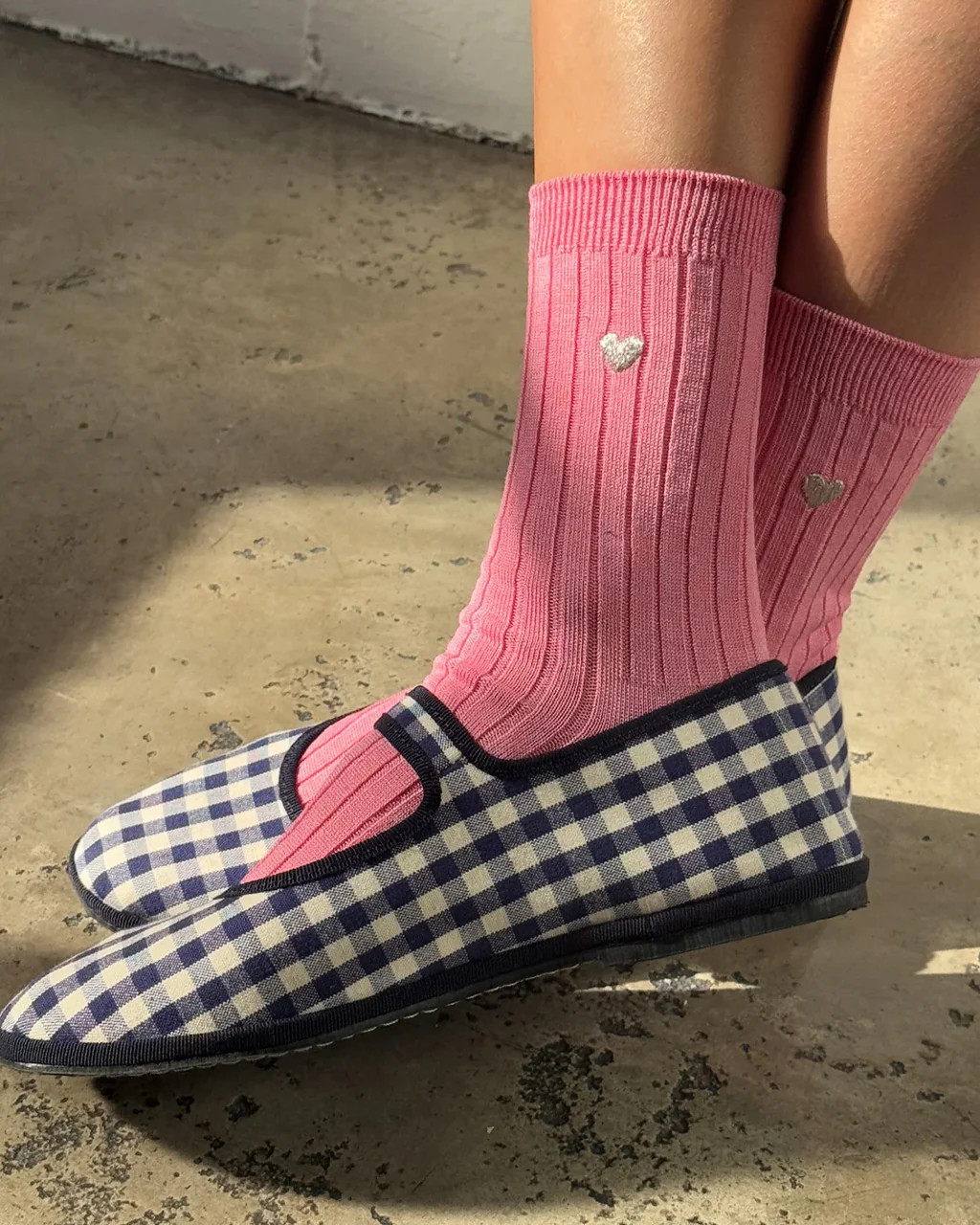 Embroidered Her Socks - Pink Water + Heart | ban.do