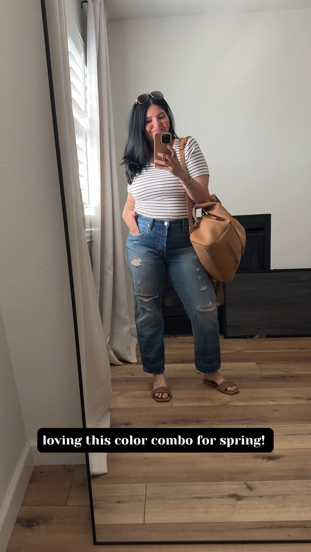 I’m loving this color combo for spring! Large in the top. 10 in the jeans. 

* sandals are sold out but linking similar option that are comfy and so cute too! 

#LTKSpringSale #LTKmomlife #LTKootd