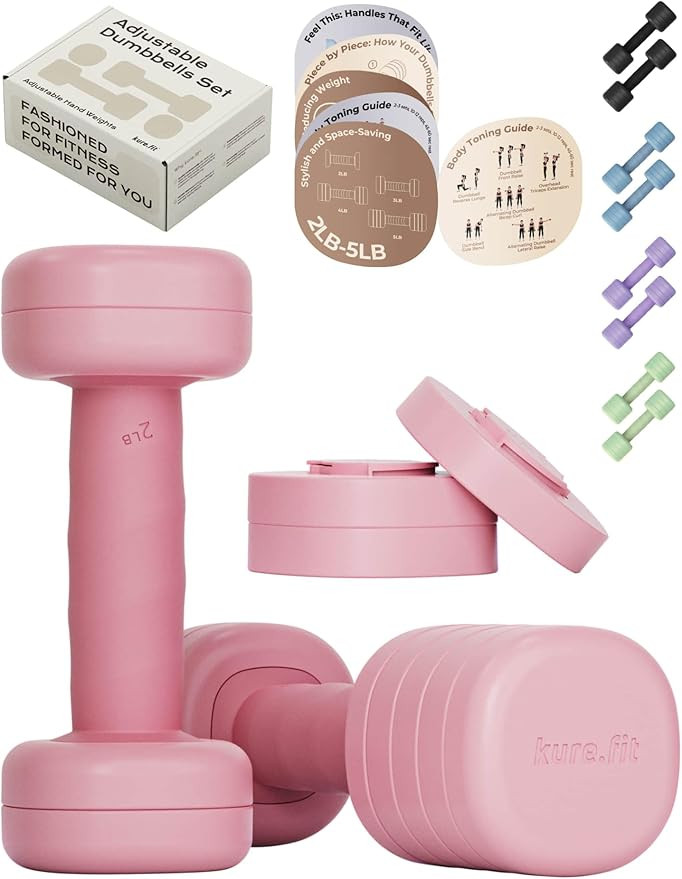 Adjustable Dumbbell Set｜2LB 3LB 4LB 5LB Light Hand Weights for Women｜One-Twist Weight Adjustm... | Amazon (US)
