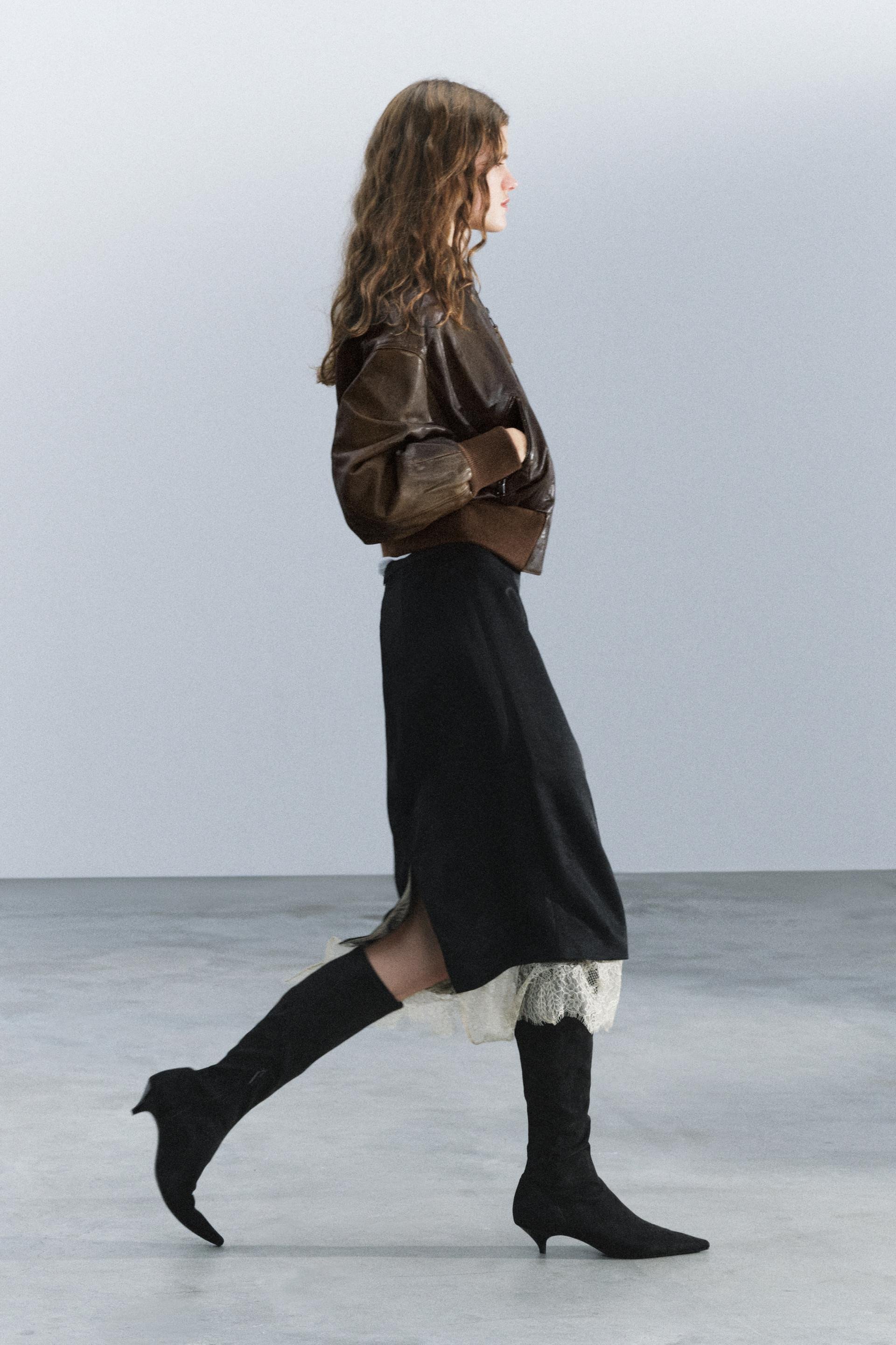 Zara - Stretch Kitten-Heel Boots - Black - 6½ - Woman | Zara US