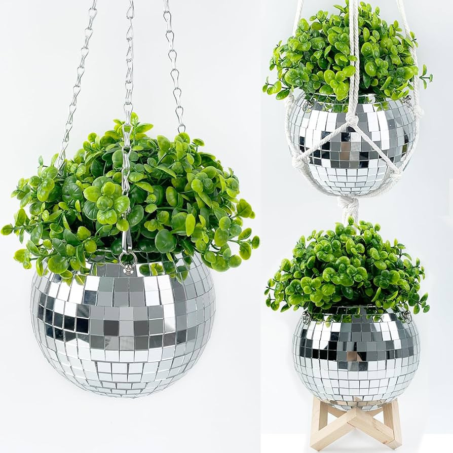 COUTINFLY Disco Ball Planter 6", Mirror Ball Hanging Planter, Unique Plant Hanger for Indoor Outd... | Amazon (US)