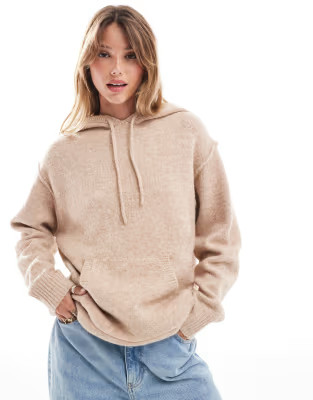 ASOS DESIGN knitted oversized hoodie in stone | ASOS (Global)