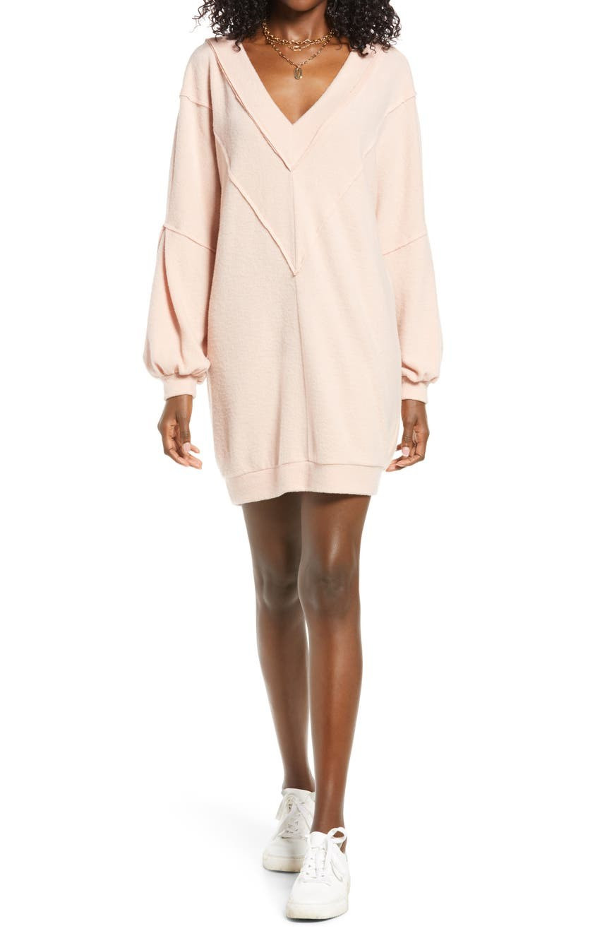 Cozy Double V Long Sleeve Throw On Dress | Nordstrom | Nordstrom