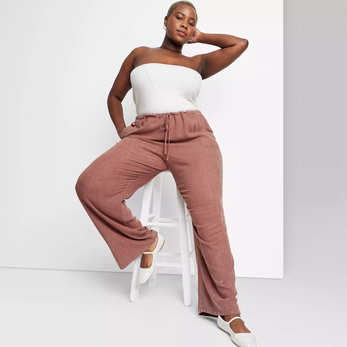 Women's Mid-Rise Wide Leg Relaxed Linen Pants - Wild Fable™ | Target