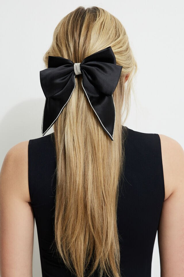 Gem Bow Satin Hair Clip | Dynamite Clothing