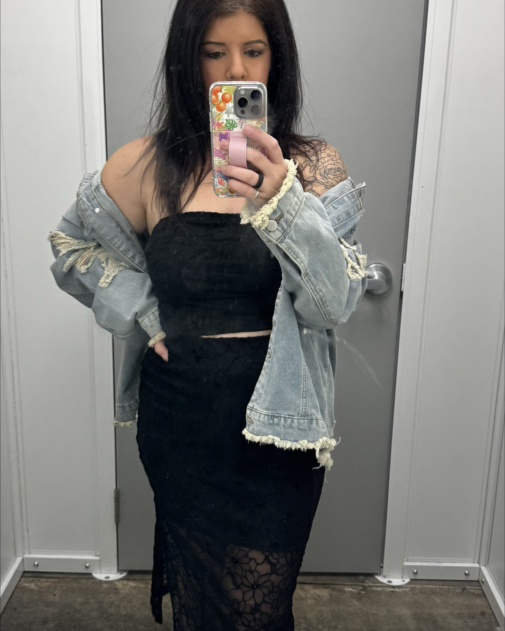 Walmart fashion. Two piece lace top and mid skirt. Jean jacket, denim jacket. Festival outfit. Country concert outfit. Summer dress. Country dress. Western wear. Cowboy boots 

#LTKFestival #LTKMidsize #LTKPetite