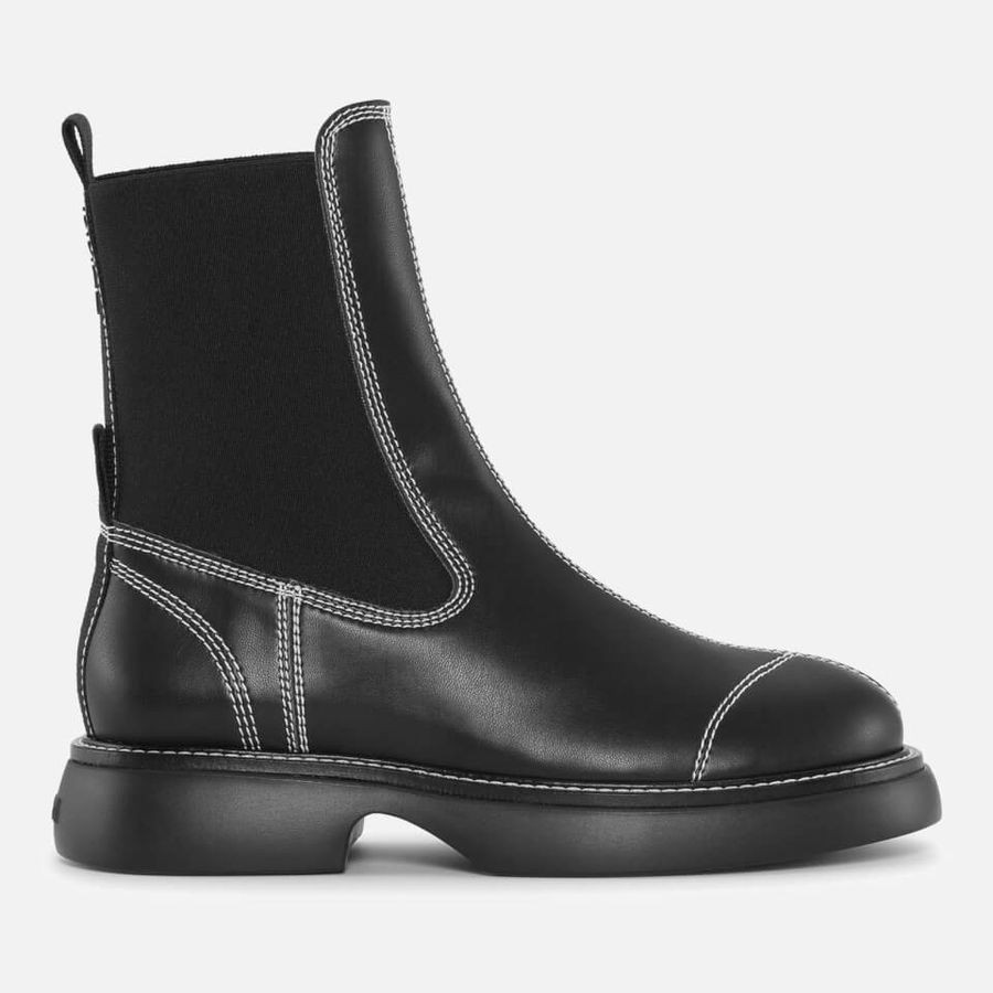 Ganni Women's Everyday Mid Faux Leather Chelsea Boots | Coggles (Global)