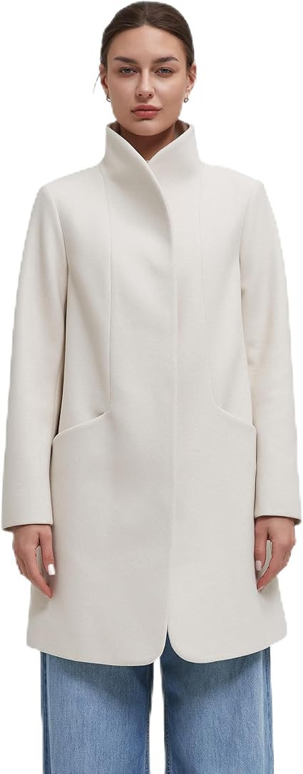 IKAZZ Women's Warm Trench Coat, Mid-Length Single Breasted Stand Collar Overcoat with Hidden Butt... | Amazon (US)