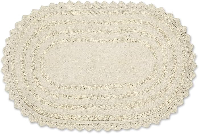 DII Crochet Collection Reversible Bath Mat, Large Oval, 21x34, Off White | Amazon (US)