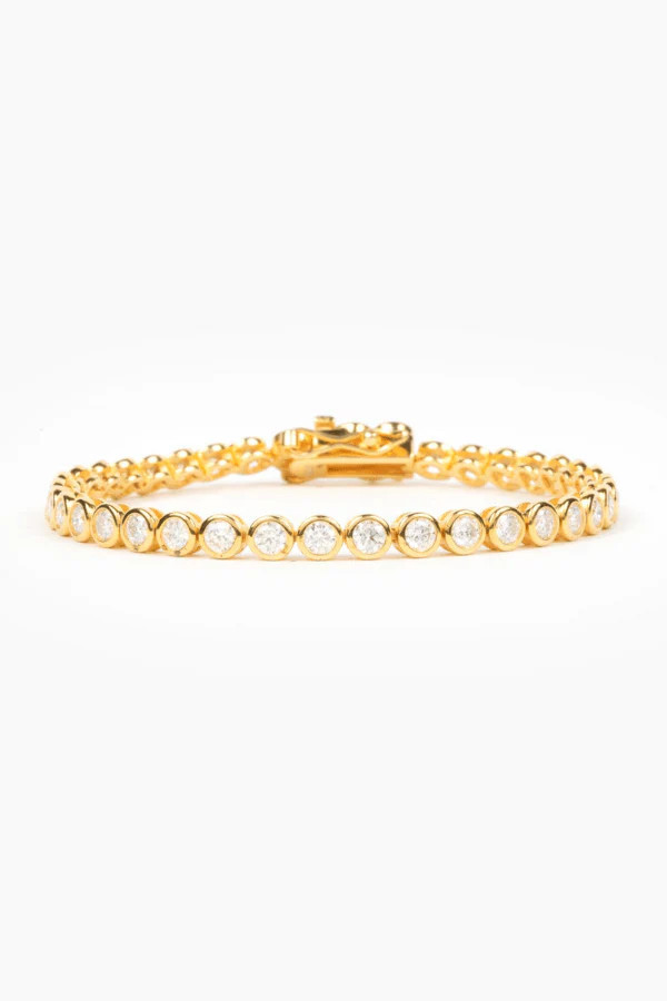 Remi 4mm Gold Bezel Tennis Bracelet | Modatrova