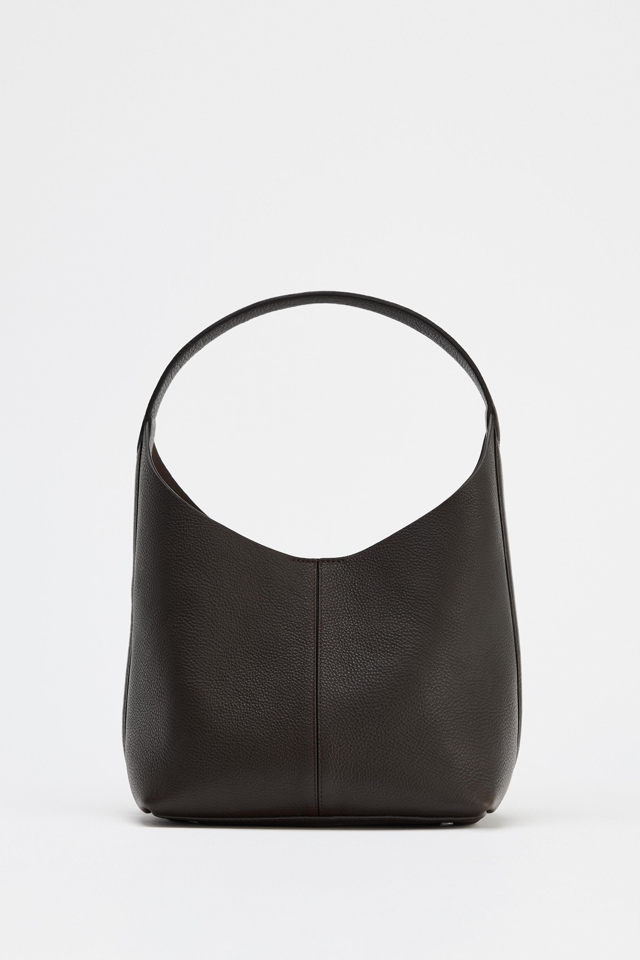 GRAINED EFFECT LEATHER BUCKET BAG | Zara UK