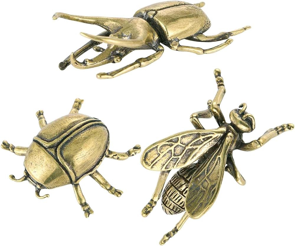 Small Brass Sculpture Solid Metal Statue Ornament Mini Animal Insects Figurine for Home Office Ga... | Amazon (US)