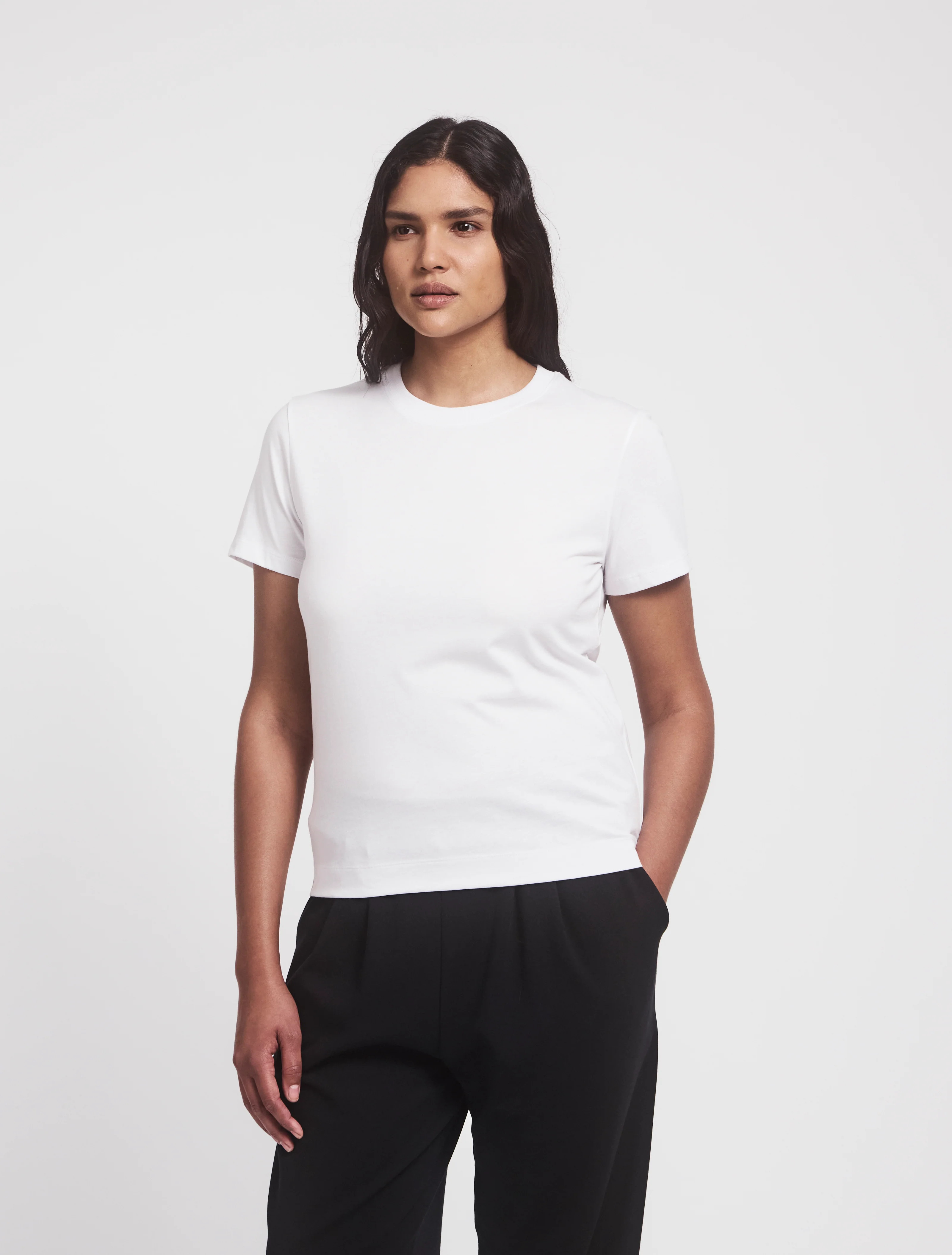 Lightweight Cotton fitted T-Shirt in White | NinetyPercent